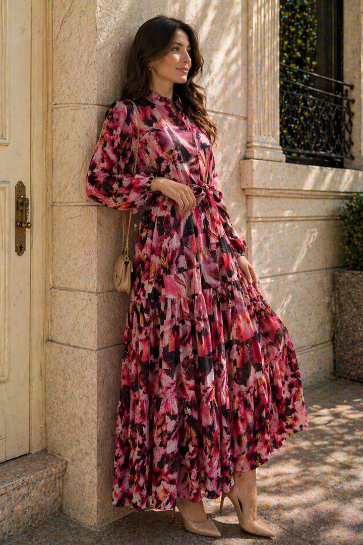 BNG Women Desenli Tesettür  Jessica Elbise B607 Fuşya - Acaxochitlán