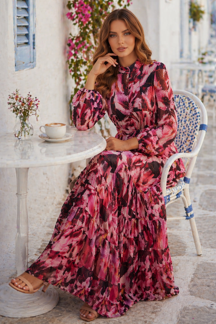 BNG Women Desenli Tesettür  Jessica Elbise B607 Fuşya - Acaxochitlán