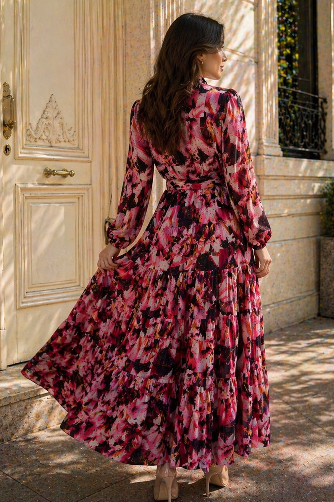 BNG Women Desenli Tesettür  Jessica Elbise B607 Fuşya - Acaxochitlán