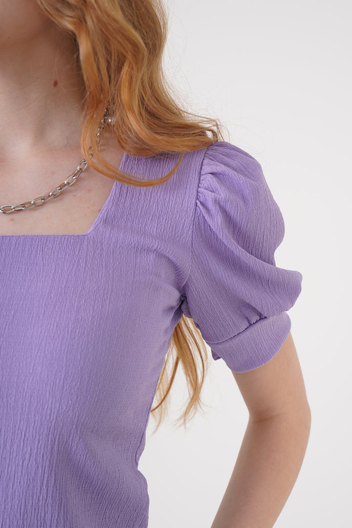 BGD Women Square Neck Knitted Blouse - Lilac - Porta Westfalica