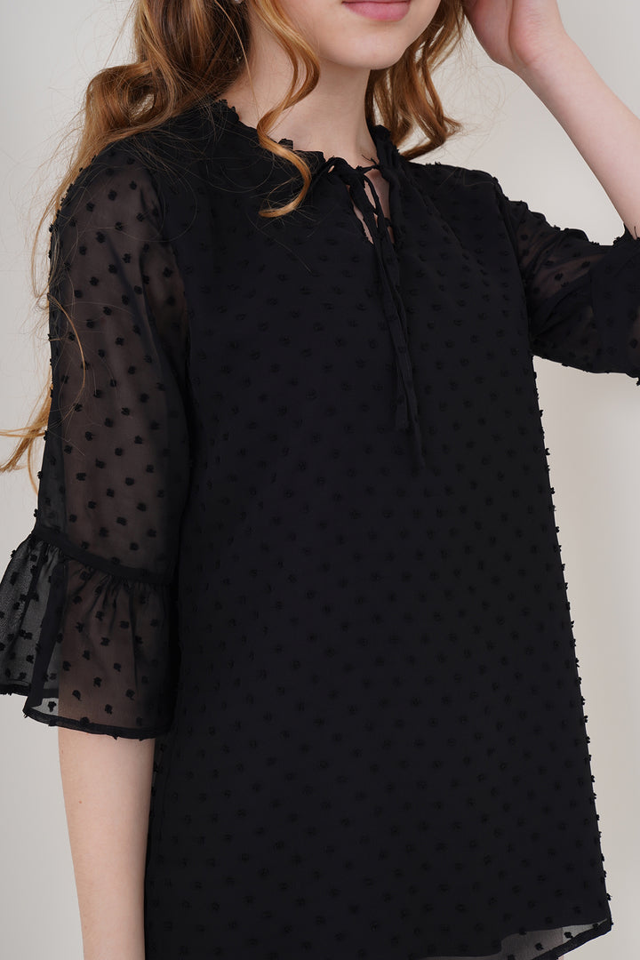 BGD Women Black Chiffon Blouse - Avondale