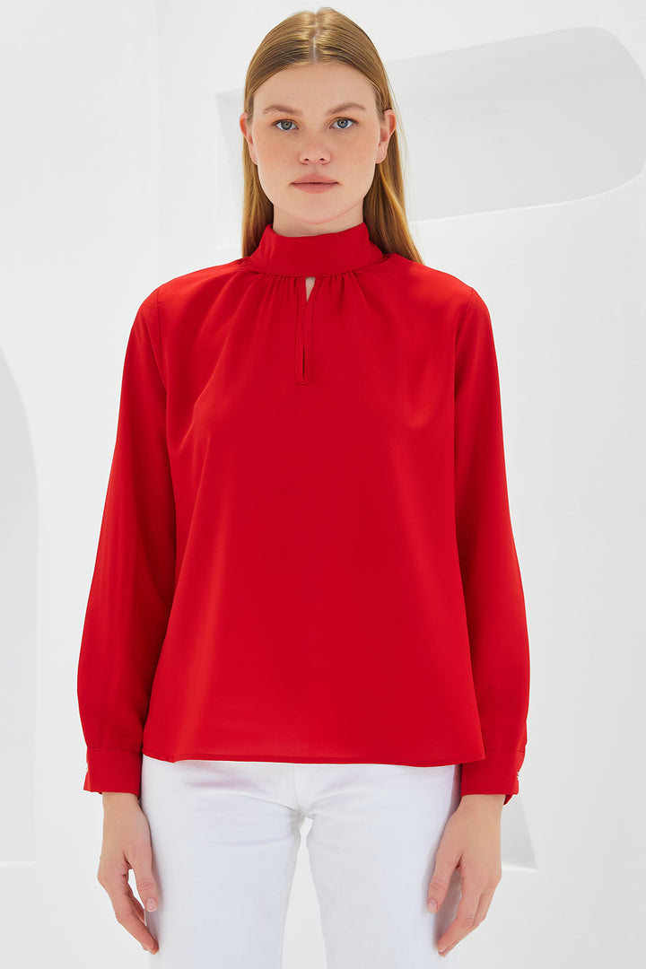 BGD Women Window Detailed Blouse - Red - Lowestoft