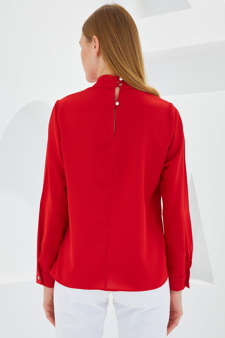 BGD Women Window Detailed Blouse - Red - Lowestoft