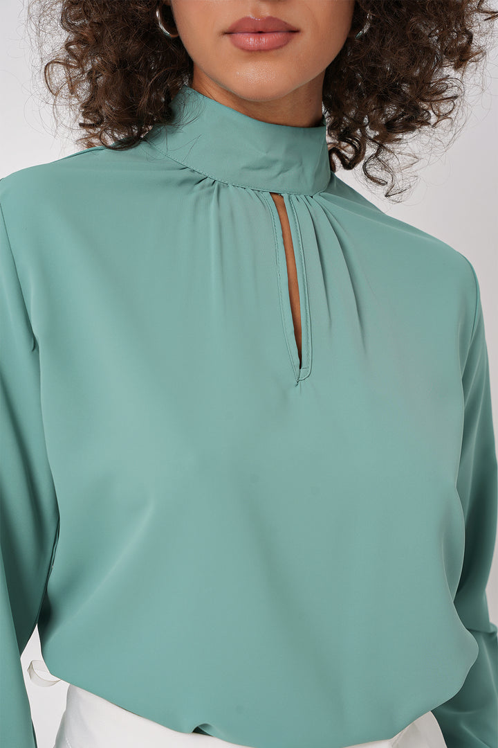BGD Women Window Detailed Blouse - Water Green - Nürtingen