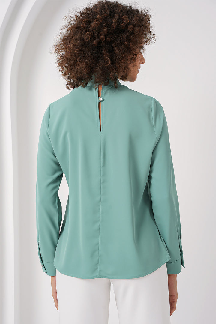 BGD Women Window Detailed Blouse - Water Green - Nürtingen
