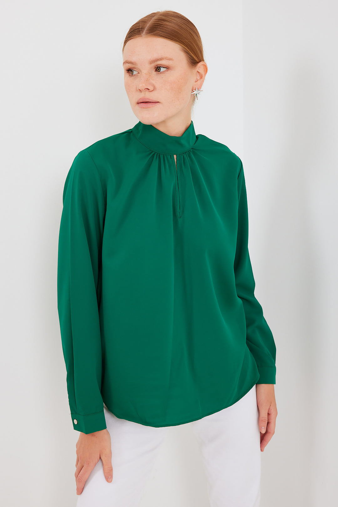 BGD Women Window Detailed Blouse - Emerald Green - Coimbra