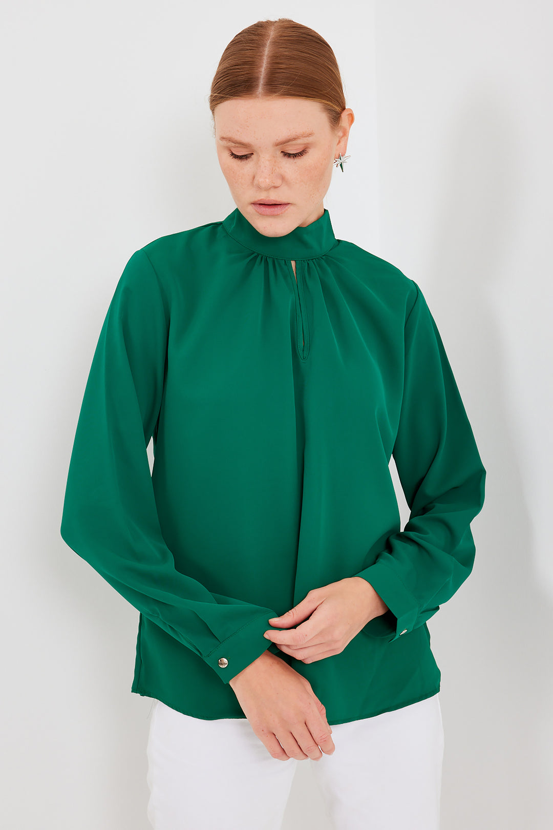 BGD Women Window Detailed Blouse - Emerald Green - Coimbra
