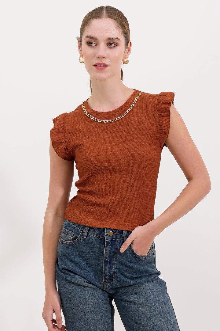 BGD Women Knitted Blouse - Tan - Chaniá