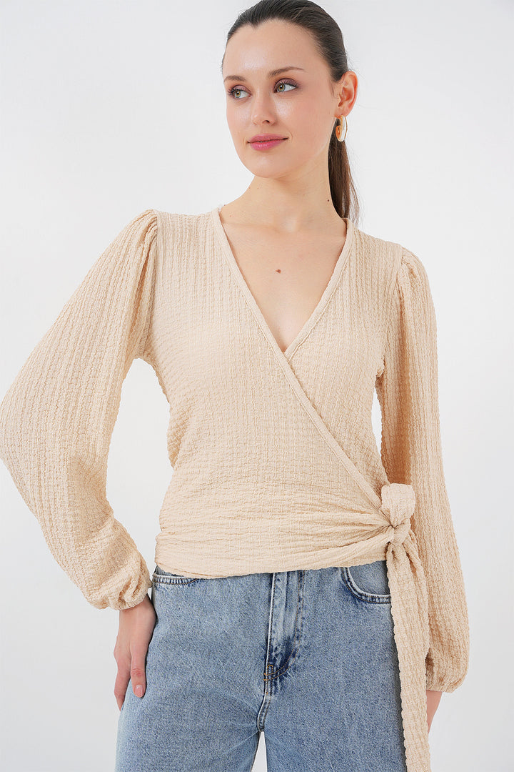 BGD Women Tire Weave Blouse - Biscuit - Atlantic City