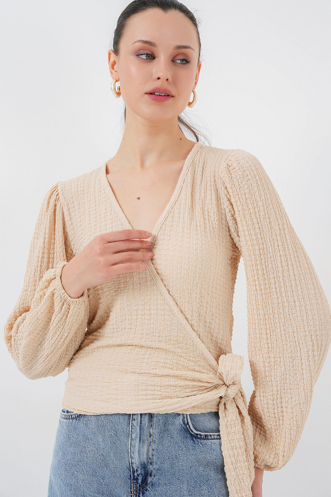 BGD Women Tire Weave Blouse - Biscuit - Atlantic City