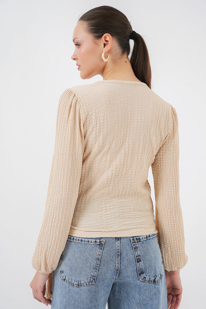 BGD Women Tire Weave Blouse - Biscuit - Atlantic City