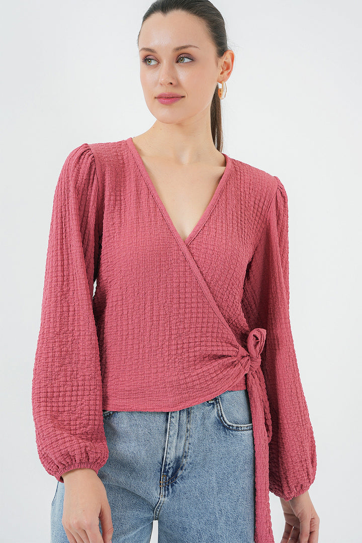 BGD Women Tire Knit Blouse - Rose Pink - Highland