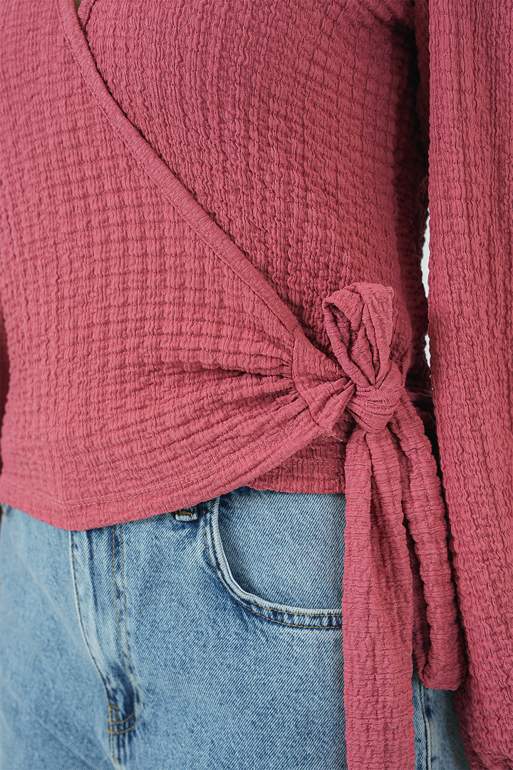BGD Women Tire Knit Blouse - Rose Pink - Highland