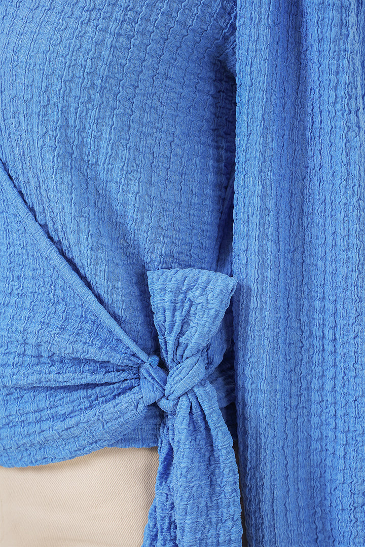 BGD Women Tire Weave Blouse - Blue - Woodbridge