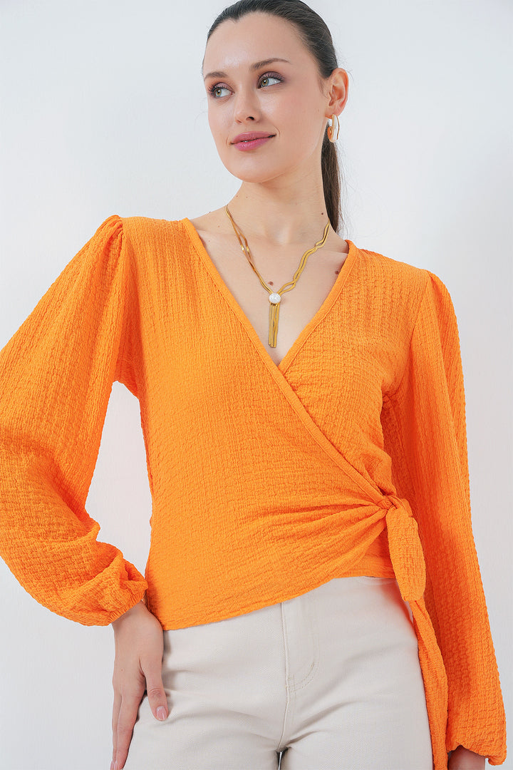 BGD Women Tire Weave Blouse - Orange - Wildwood