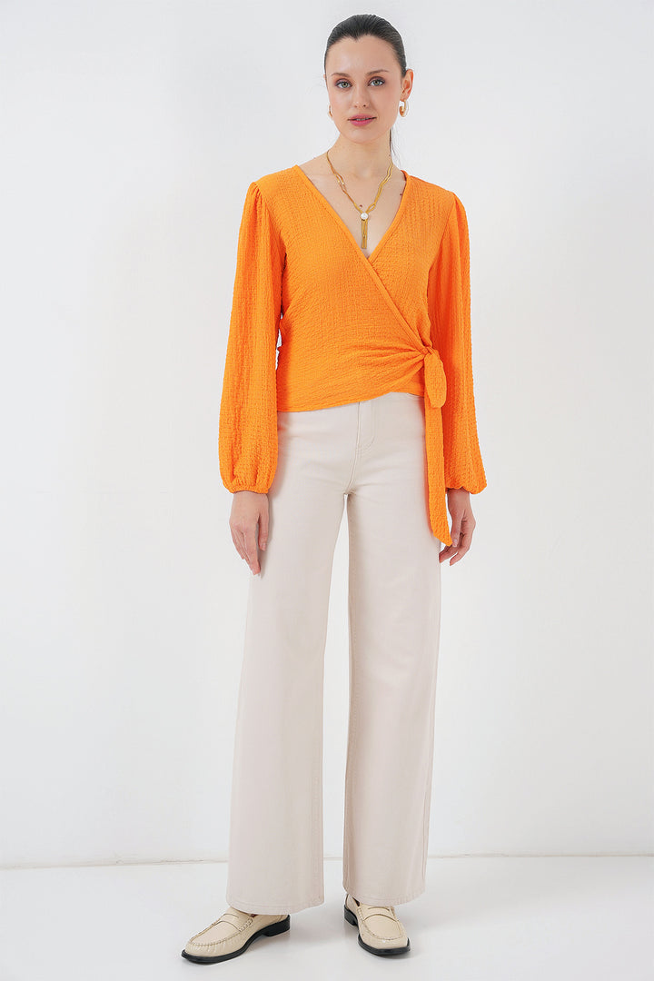 BGD Women Tire Weave Blouse - Orange - Wildwood