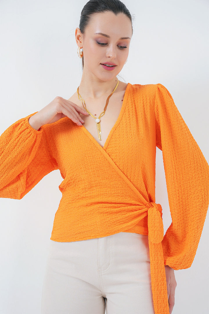 BGD Women Tire Weave Blouse - Orange - Wildwood