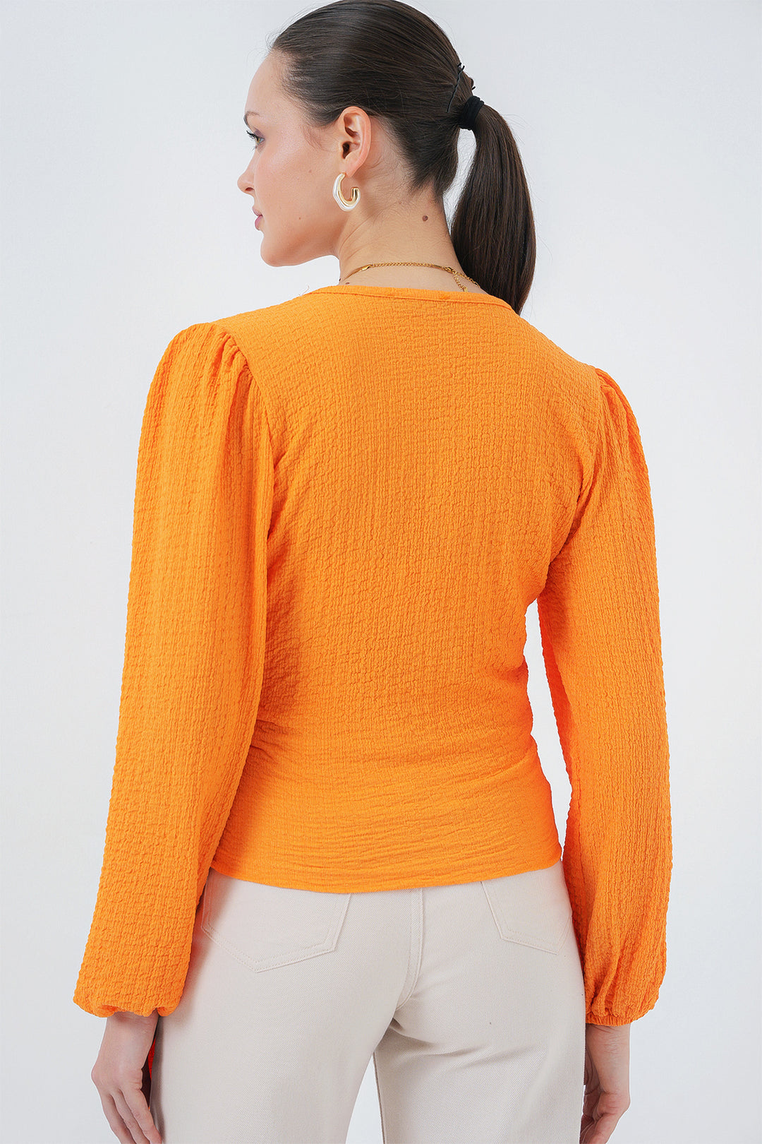 BGD Women Tire Weave Blouse - Orange - Wildwood