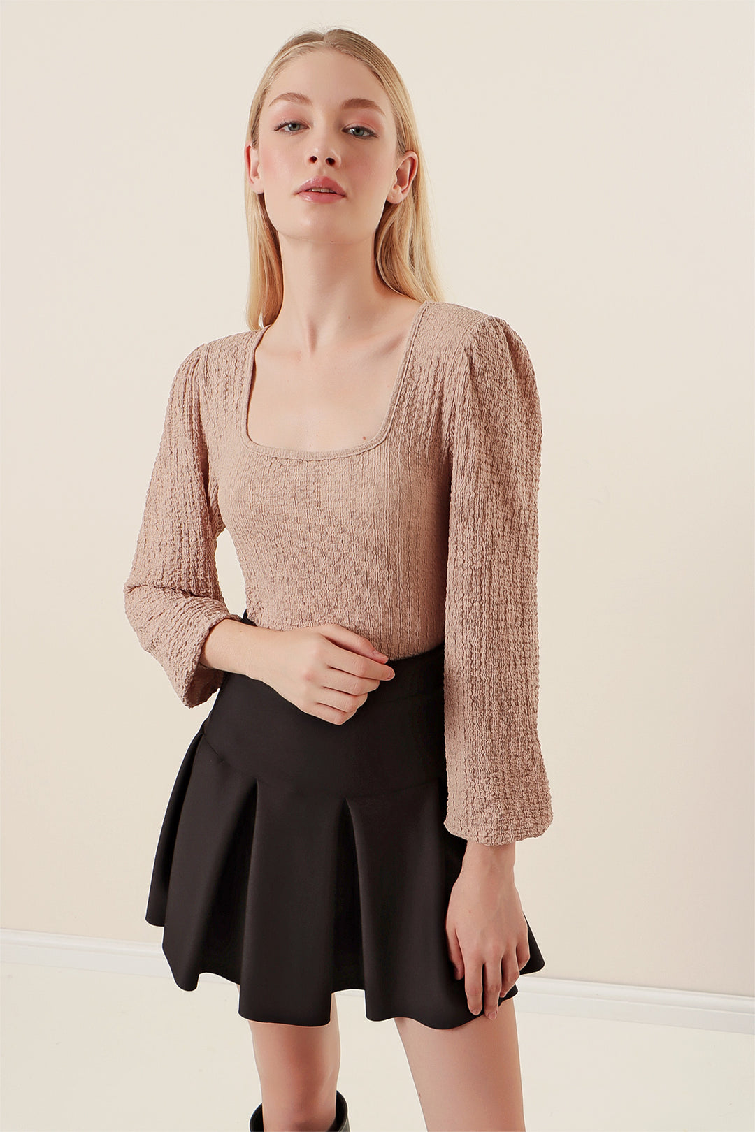 BGD Women Long Sleeve Blouse - Beige - Avondale