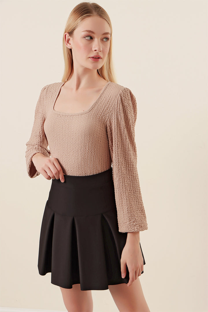 BGD Women Long Sleeve Blouse - Beige - Avondale