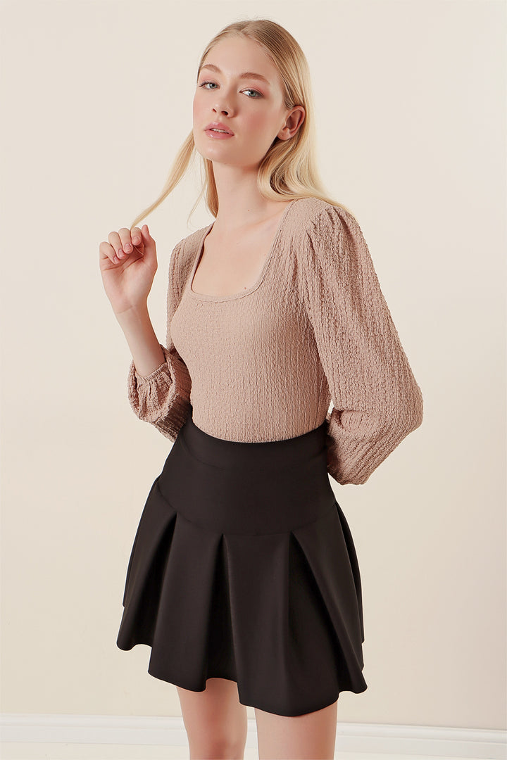 BGD Women Long Sleeve Blouse - Beige - Avondale