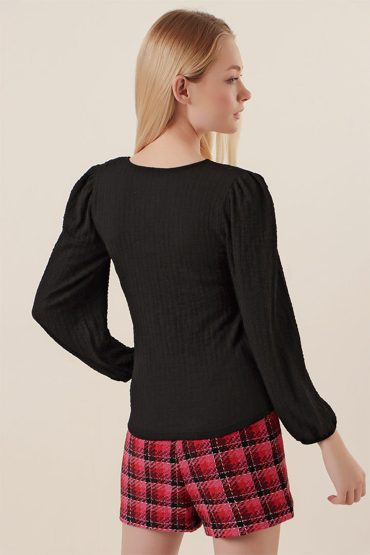 BGD Women Long Sleeve Blouse - Black - Avondale