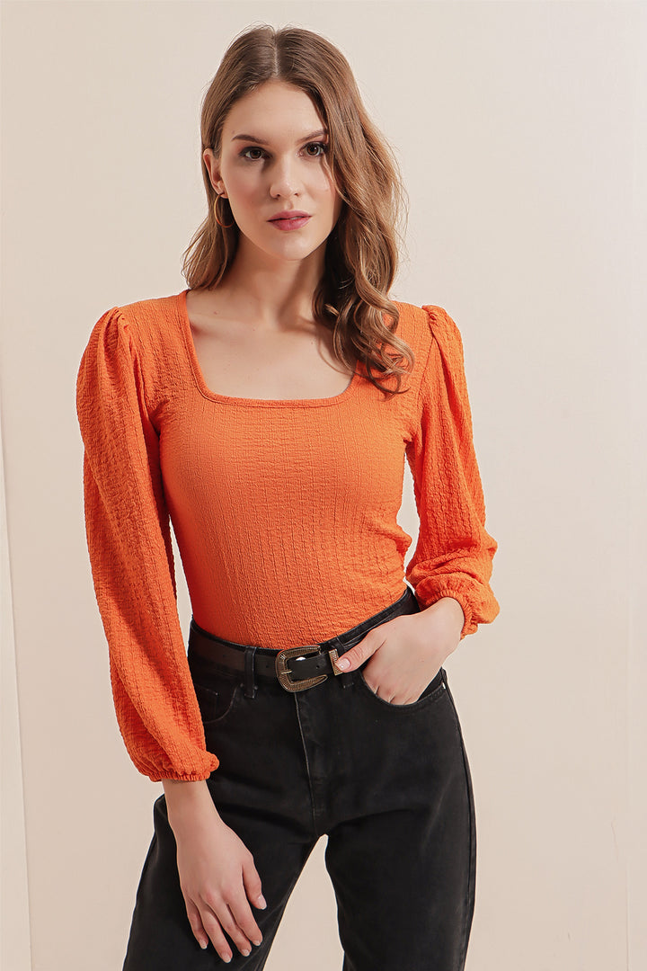 BGD Women Long Sleeve Blouse - Orange - Copperas Cove