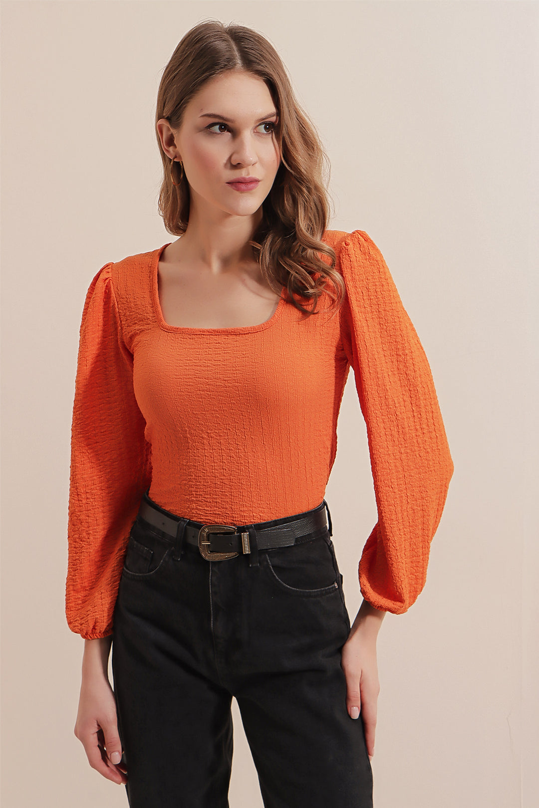 BGD Women Long Sleeve Blouse - Orange - Copperas Cove