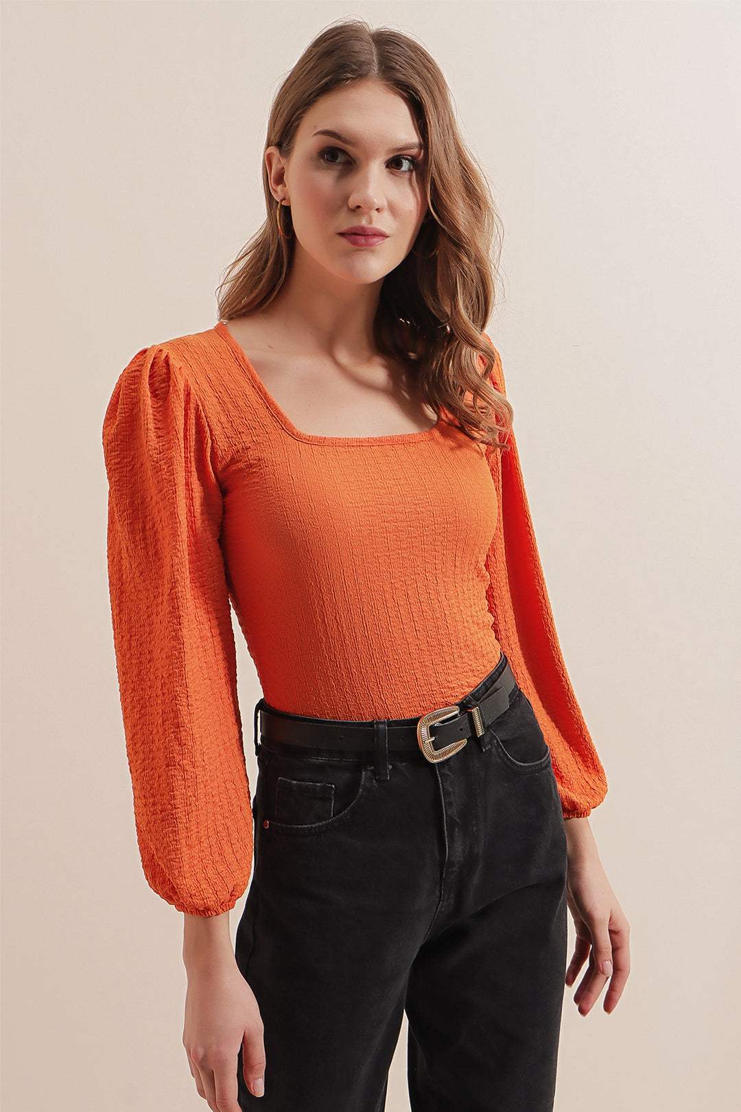 BGD Women Long Sleeve Blouse - Orange - Copperas Cove