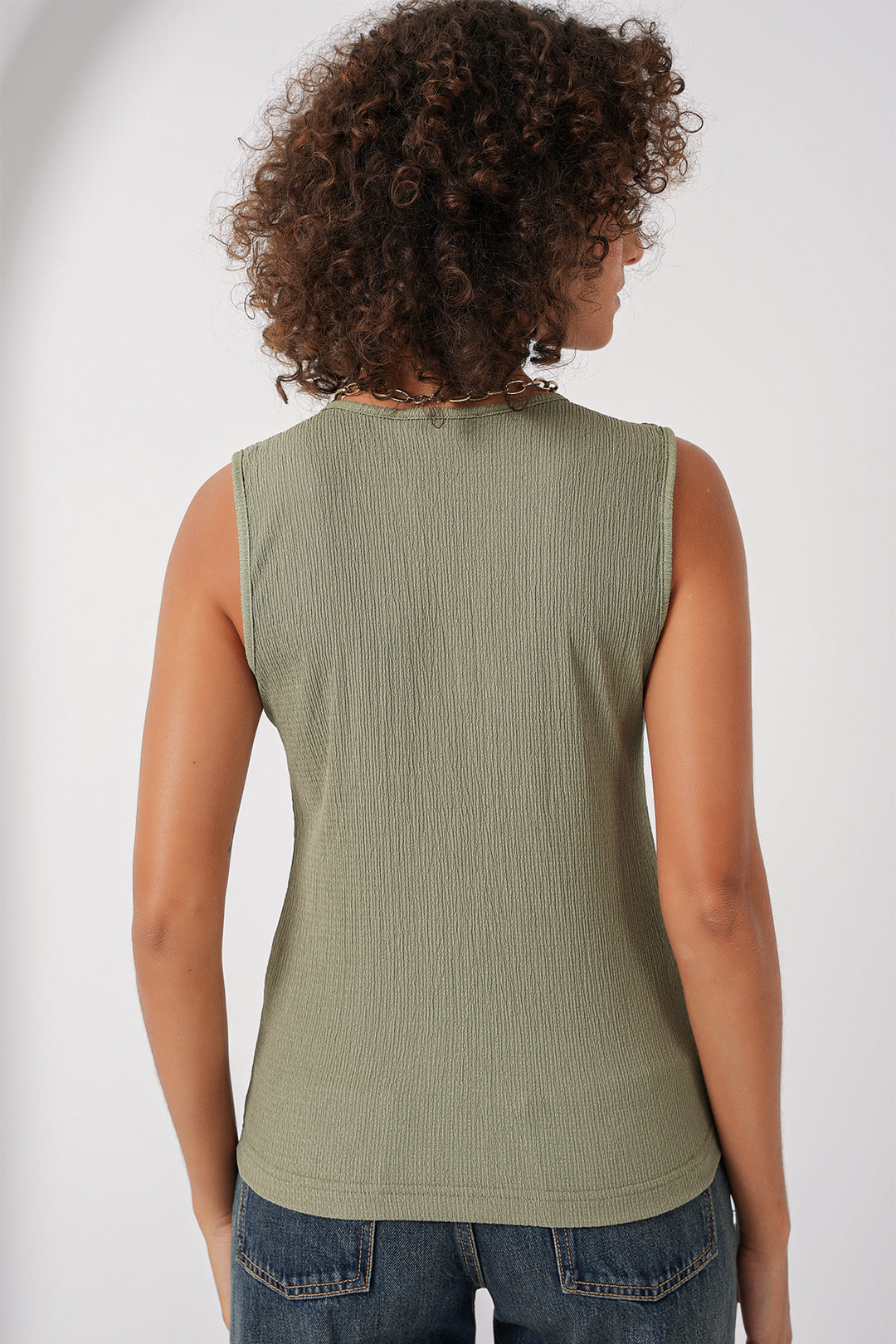 BGD Women Zero Sleeve Knitted Blouse - Çağla - Palatine