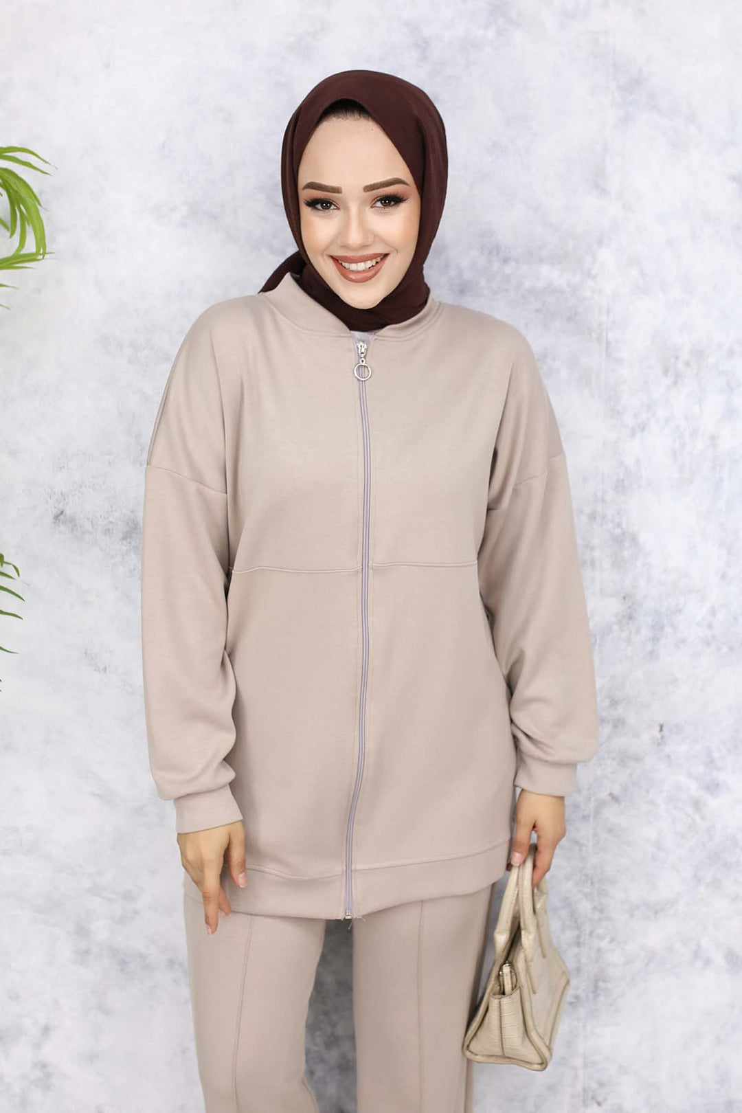 BNG Women Fermuarlı İkili Takım Bej 3344 - Progreso