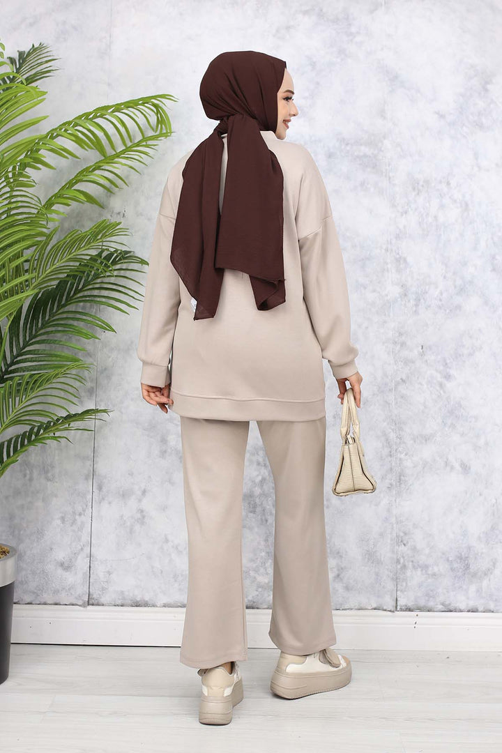 BNG Women Fermuarlı İkili Takım Bej 3344 - Progreso