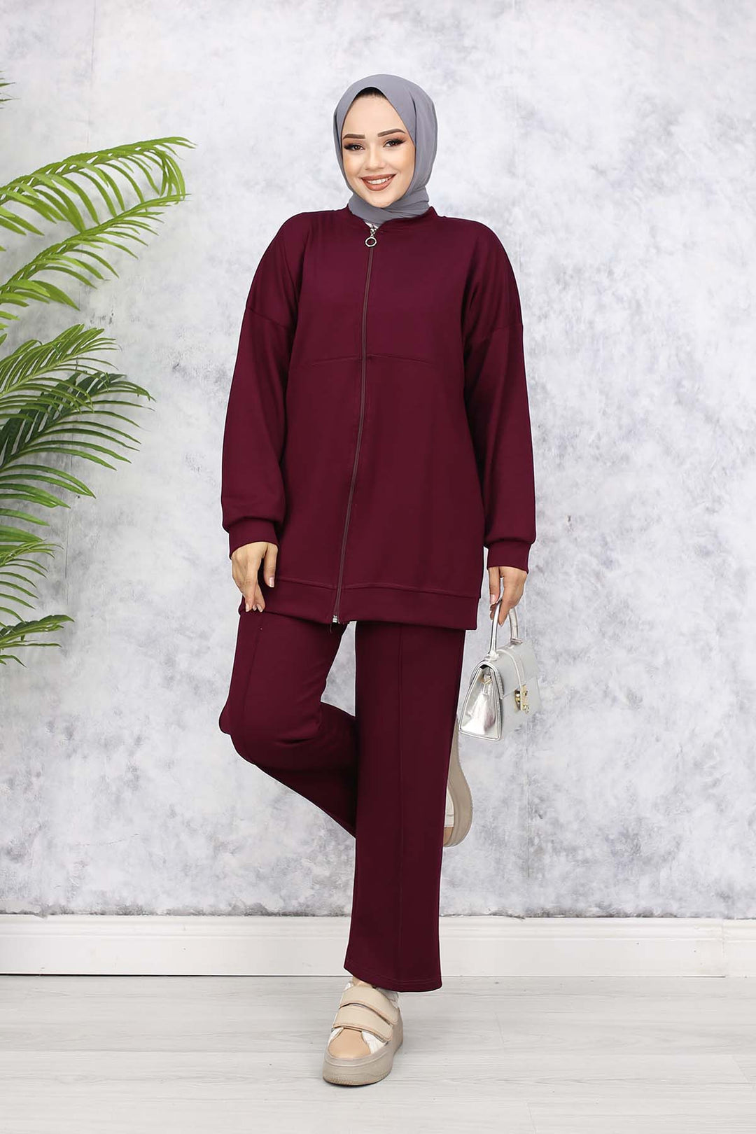 BNG Women Zippered Two-Piece Set - Burgundy 3344 - Ciudad Lázaro Cárdenas