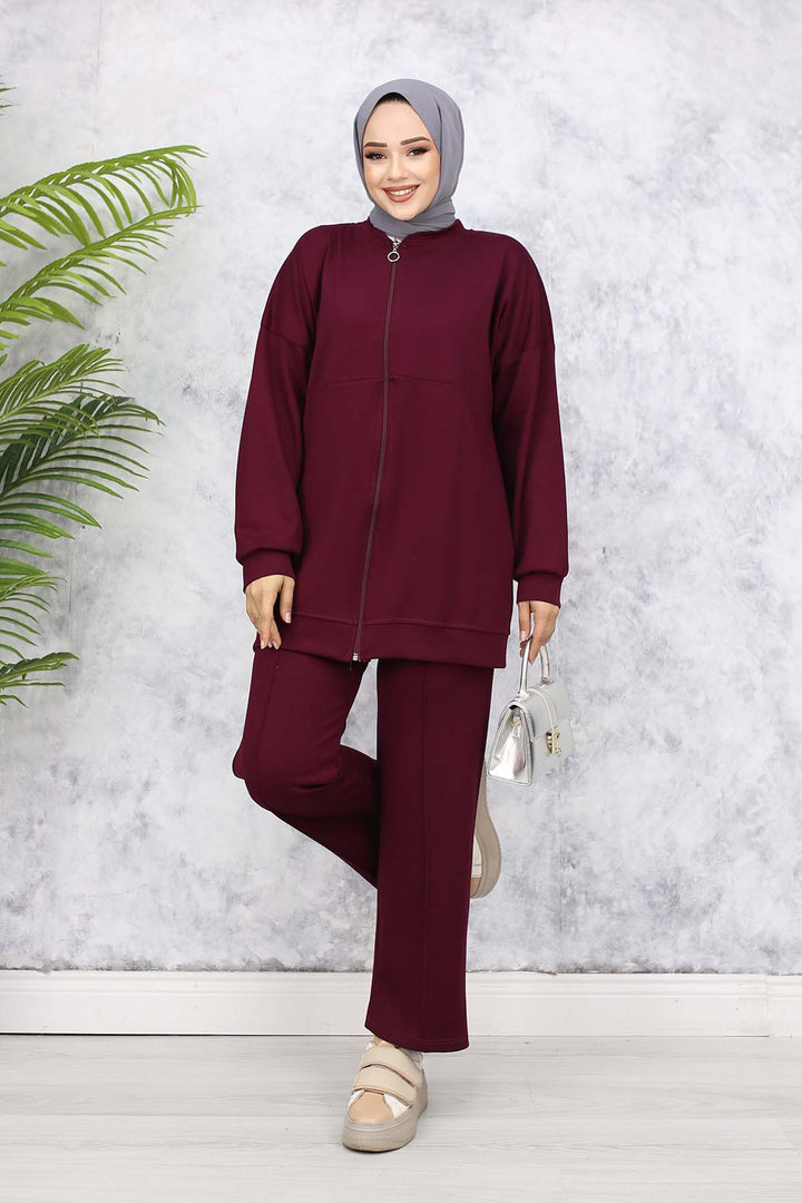 BNG Women Zippered Two-Piece Set - Burgundy 3344 - Ciudad Lázaro Cárdenas