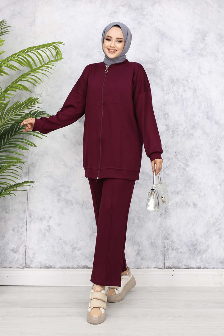 BNG Women Zippered Two-Piece Set - Burgundy 3344 - Ciudad Lázaro Cárdenas