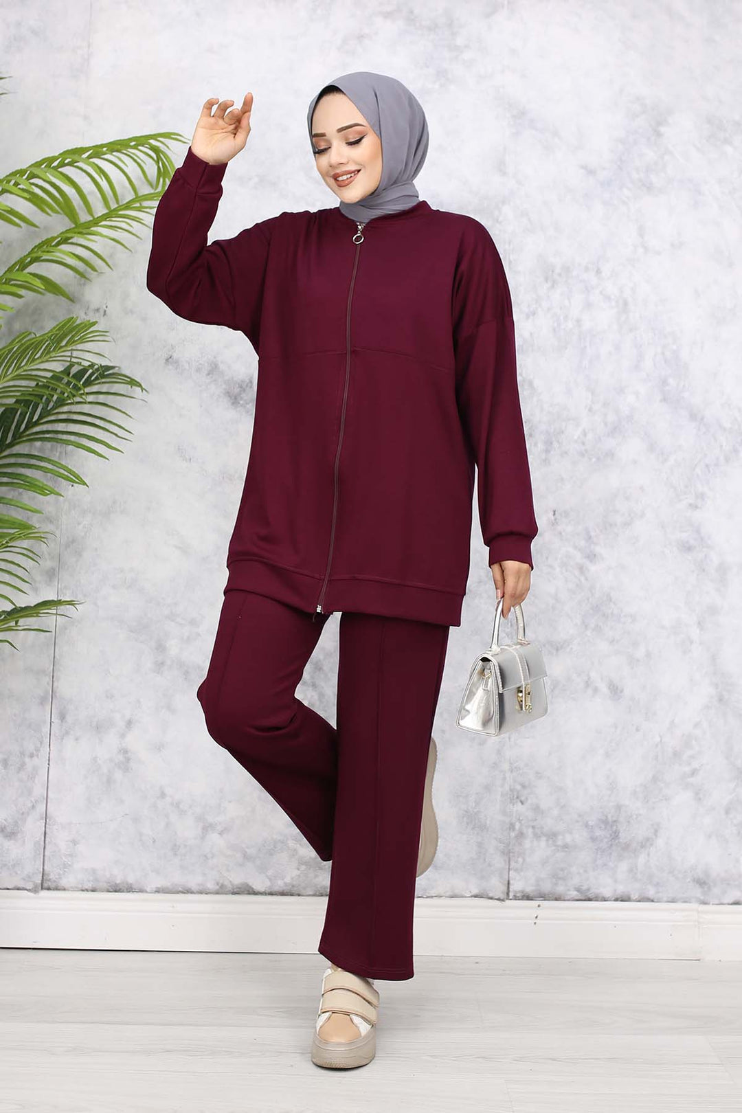 BNG Women Zippered Two-Piece Set - Burgundy 3344 - Ciudad Lázaro Cárdenas