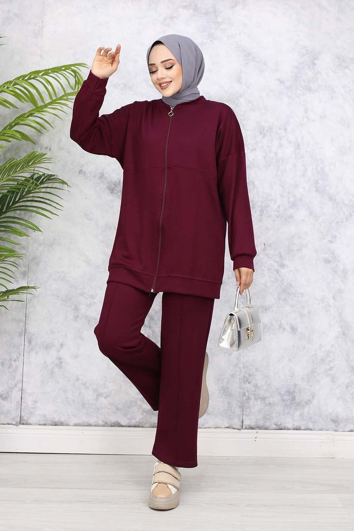 BNG Women Zippered Two-Piece Set - Burgundy 3344 - Ciudad Lázaro Cárdenas