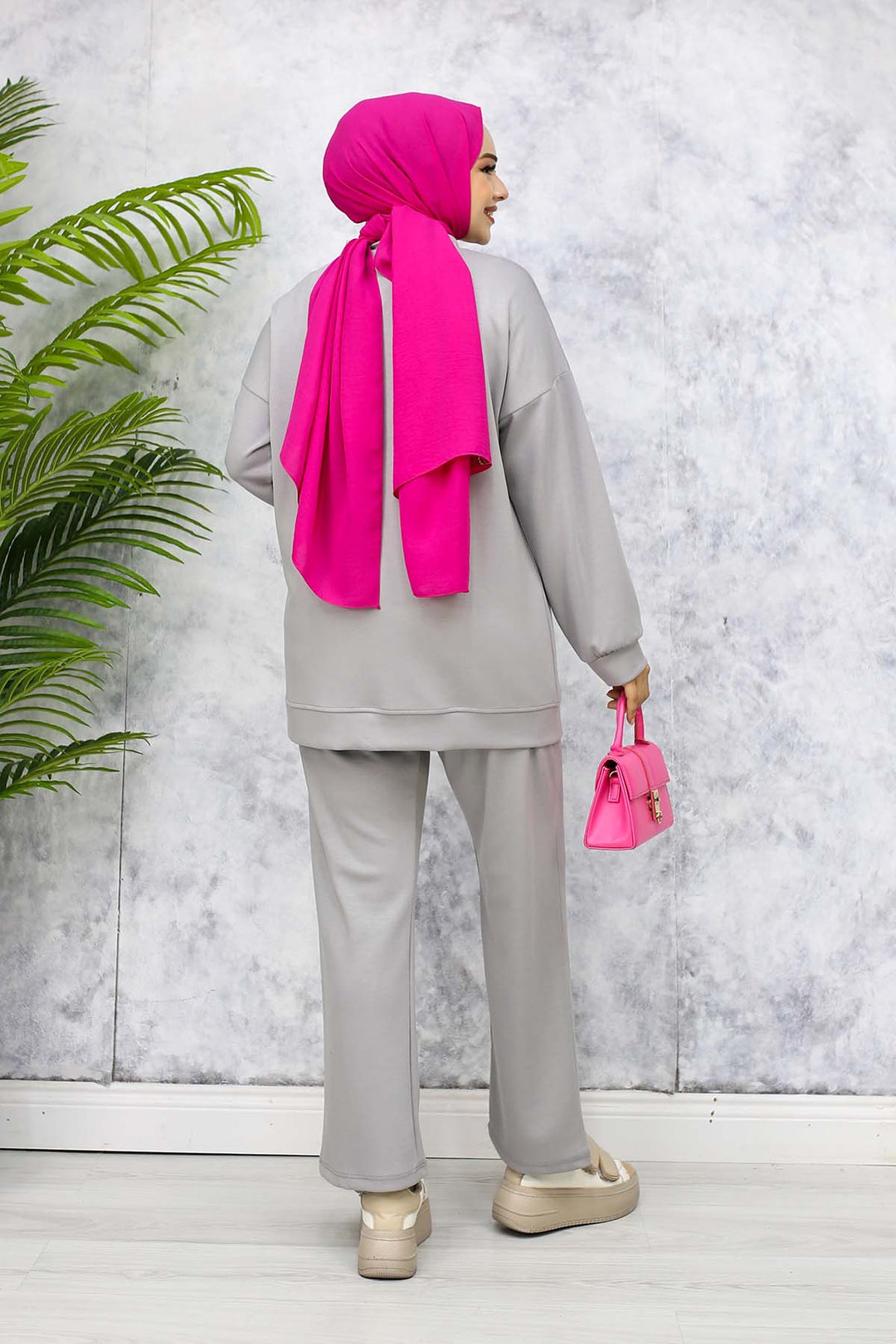 BNG Women Fermuarlı İkili Takım Gri 3344 - Vila Nova de Gaia