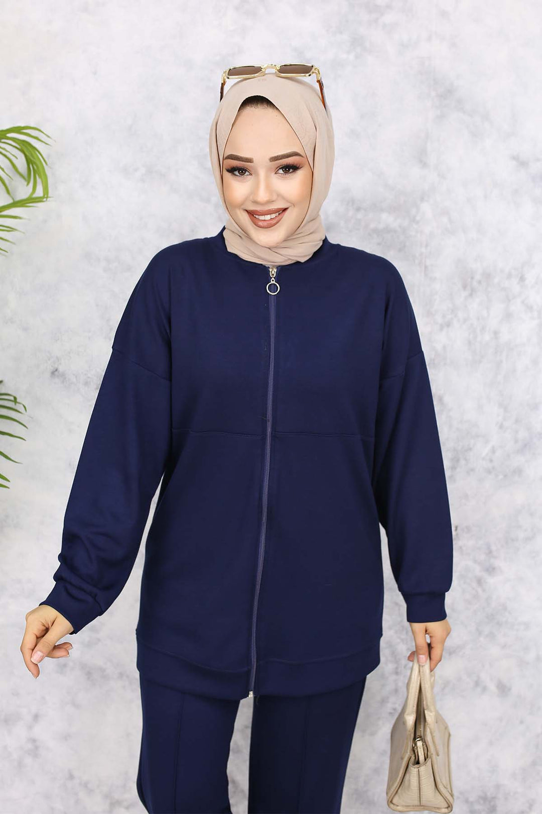 BNG Women Zippered Two-Piece Navy Blue Suit 3344 - Channelview