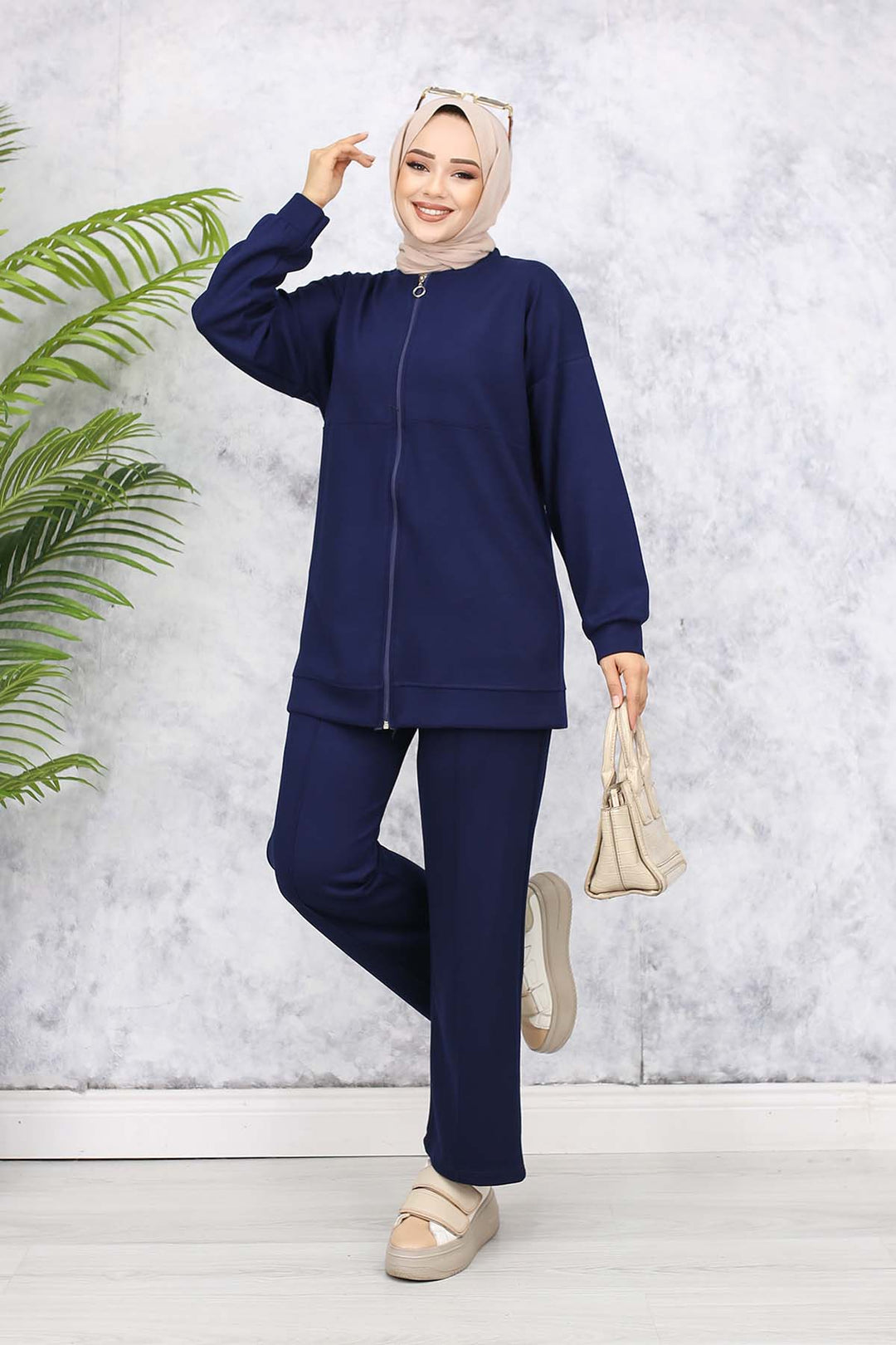 BNG Women Zippered Two-Piece Navy Blue Suit 3344 - Channelview