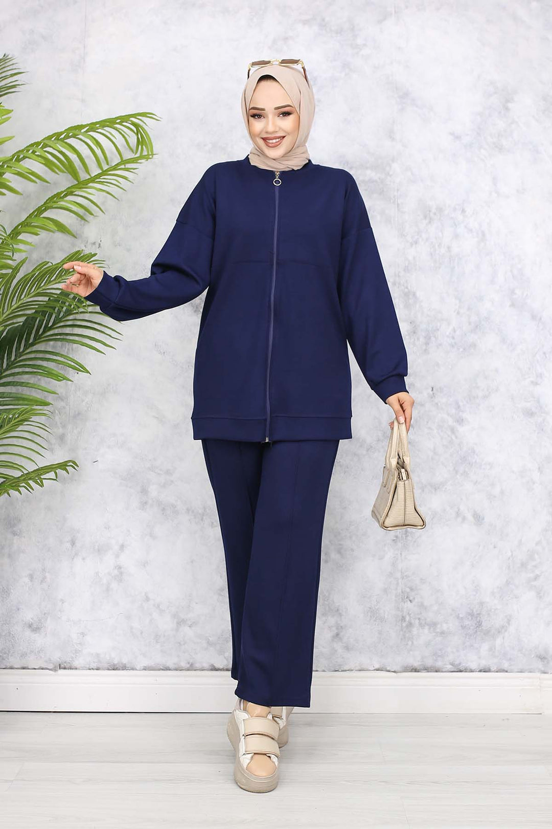 BNG Women Zippered Two-Piece Navy Blue Suit 3344 - Channelview