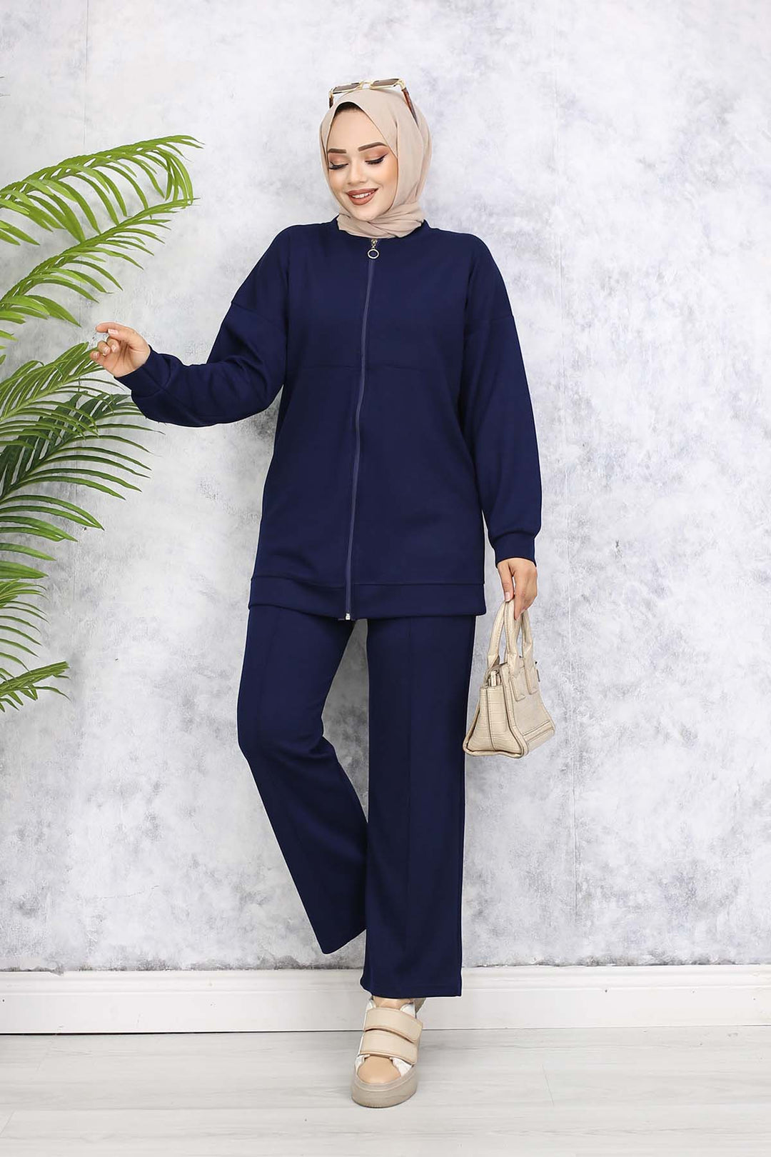 BNG Women Zippered Two-Piece Navy Blue Suit 3344 - Channelview