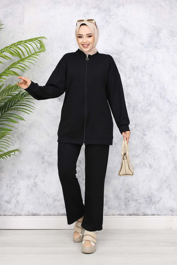 BNG Women Fermuarlı İkili Takım Siyah 3344 - Vineland