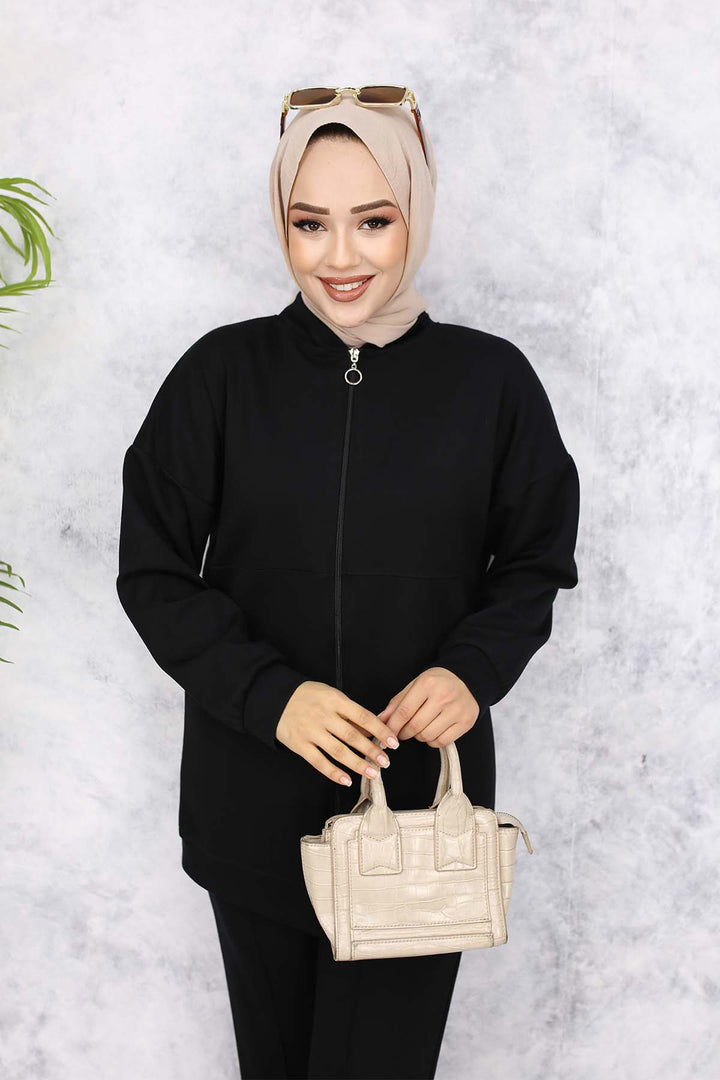 BNG Women Fermuarlı İkili Takım Siyah 3344 - Vineland