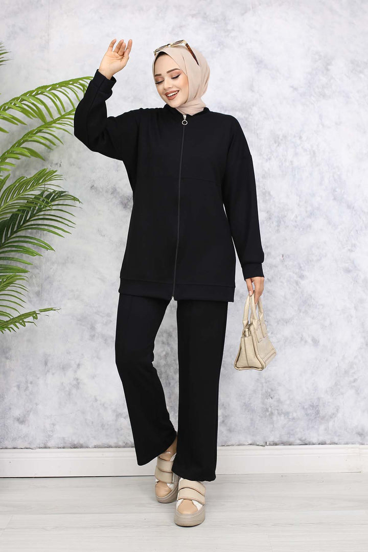 BNG Women Fermuarlı İkili Takım Siyah 3344 - Vineland