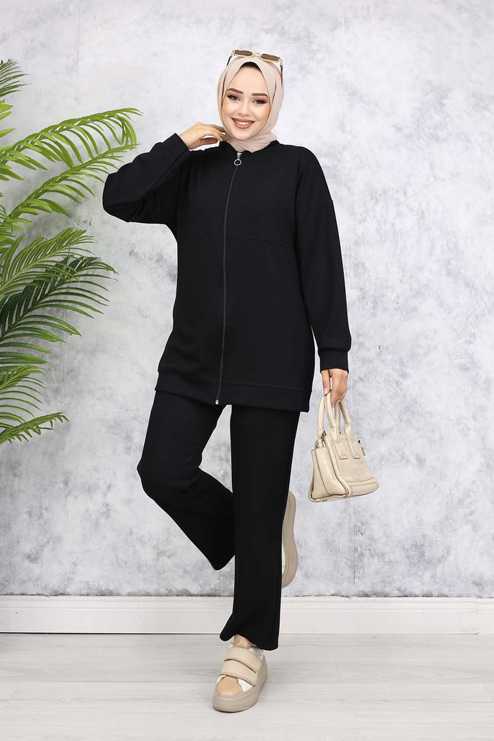 BNG Women Fermuarlı İkili Takım Siyah 3344 - Vineland