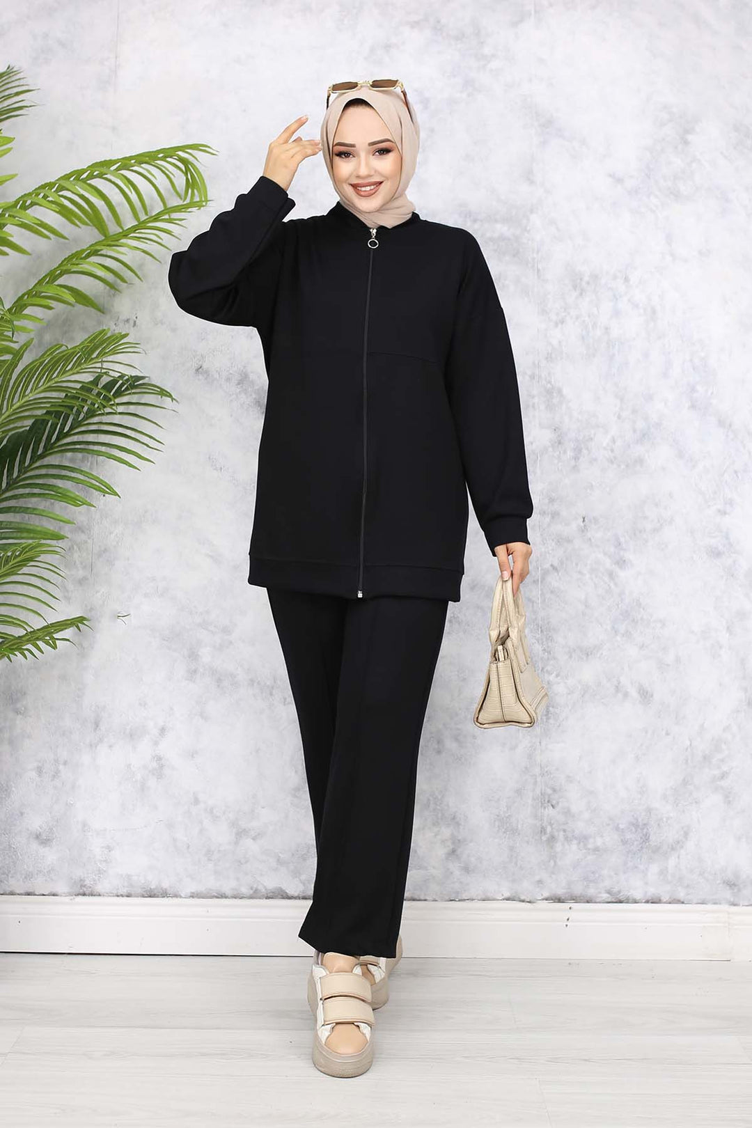 BNG Women Fermuarlı İkili Takım Siyah 3344 - Vineland