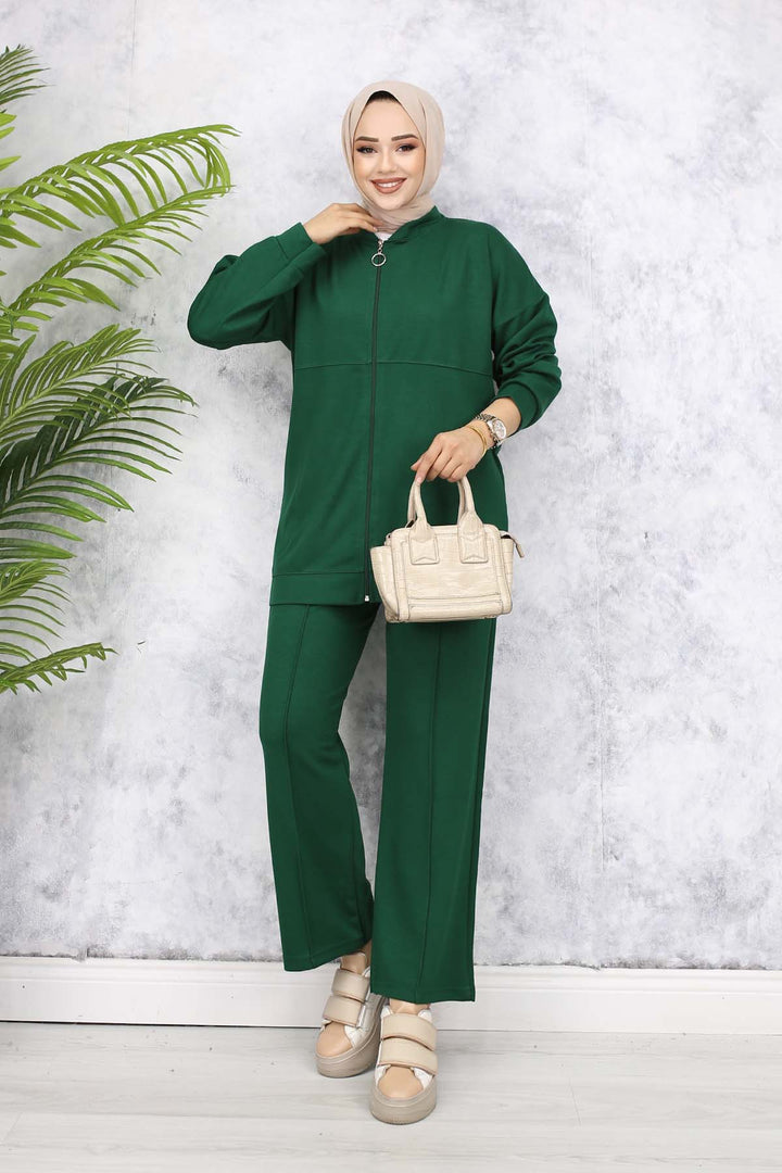 BNG Women Zippered Two-Piece Set Emerald Green 3344 - Langford Station