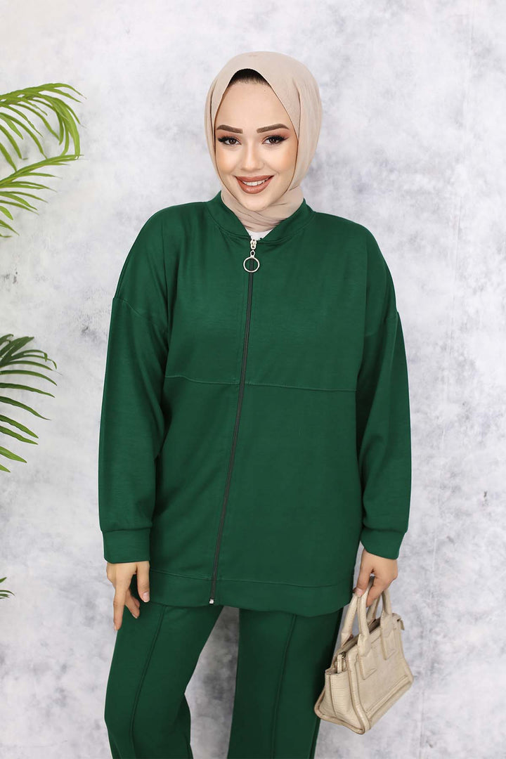 BNG Women Zippered Two-Piece Set Emerald Green 3344 - Langford Station