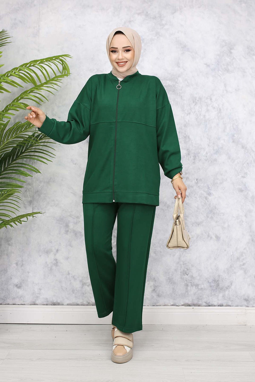 BNG Women Zippered Two-Piece Set Emerald Green 3344 - Langford Station